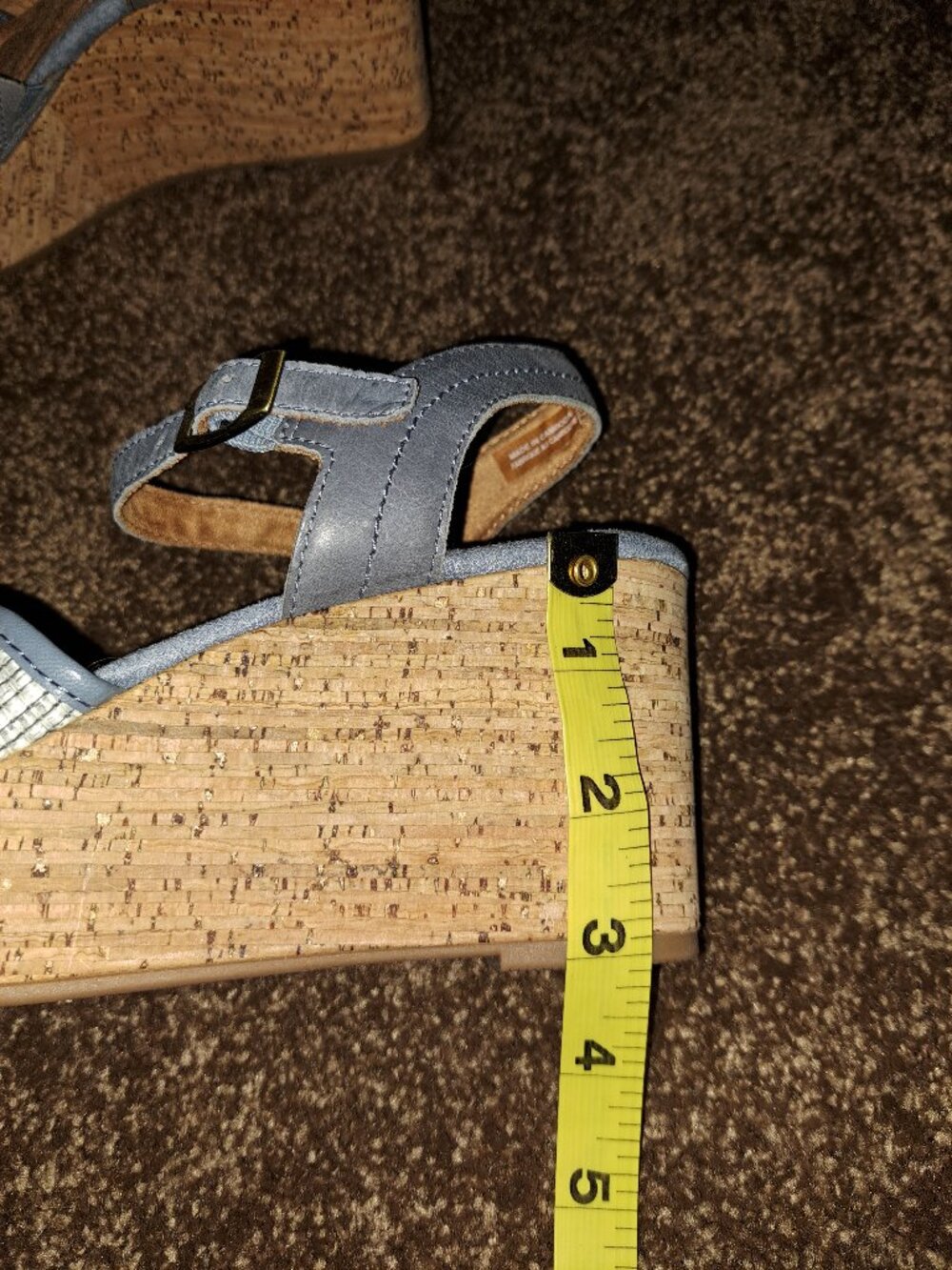 Clarks Women's Elleri Plum Cork Wedge Sandals, Denim Blue Leather - Picture 8 of 11